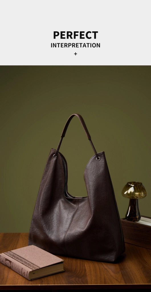 Borsa a mano da donna in vera pelle, marrone.
