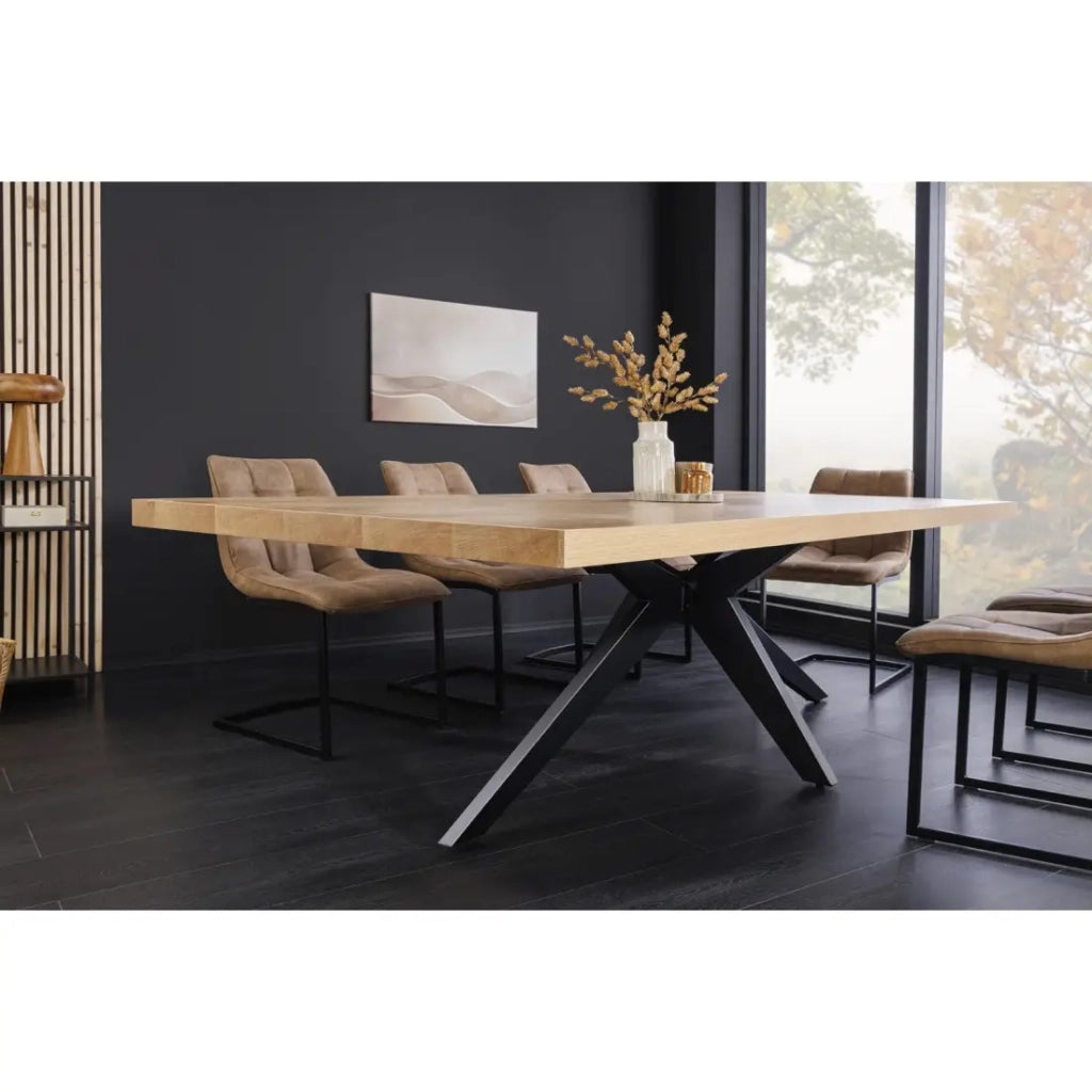 Tavolo da pranzo AZMA - Impiallacciatura di quercia e metallo - 240 cm - Stile moderno