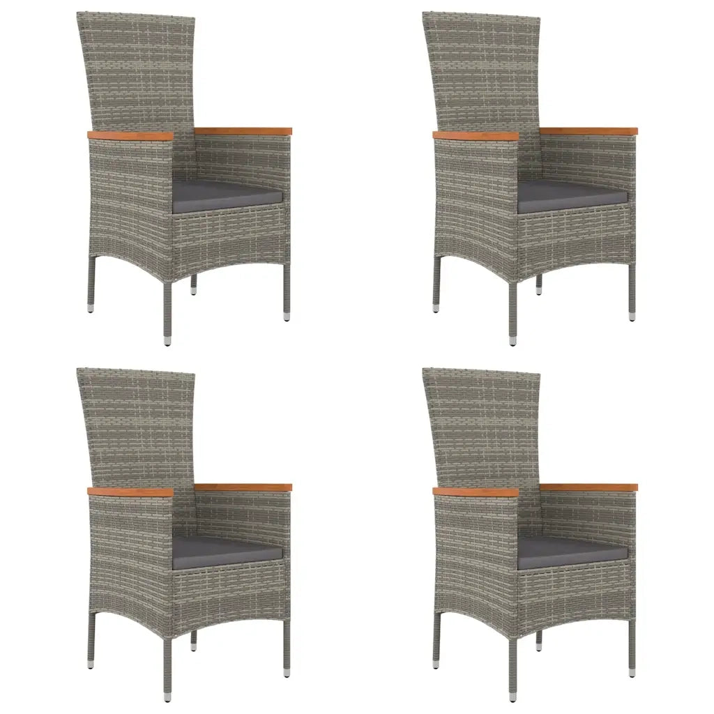 Sedie da Giardino con Cuscini 4 pz | Sedie da Esterno in Polyrattan Grigie