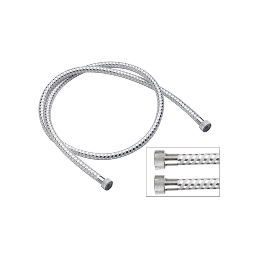 Flessibile biflex per doccia in pvc doppia ghiera cromo-bianco
