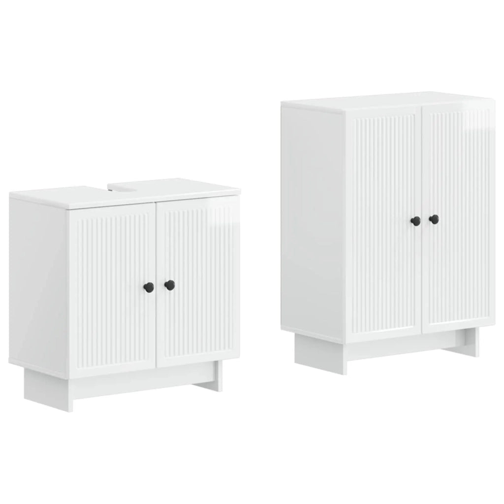 Set di Armadi da Bagno da 2 Pezzi EDE Bianco Lucido 3417580