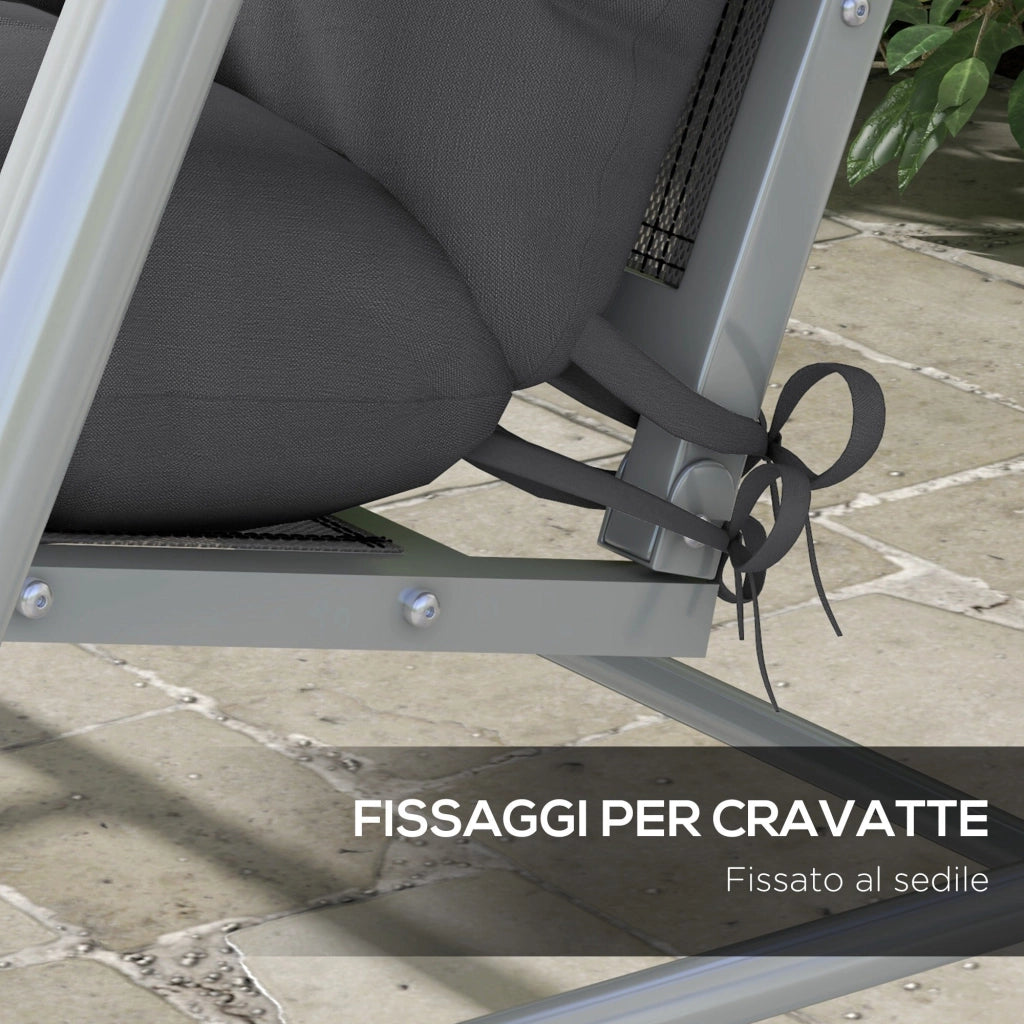 Set 4 Cuscini da Giardino per Schienale e Seduta con Imbottitura in Poliestere Grigio Carbone