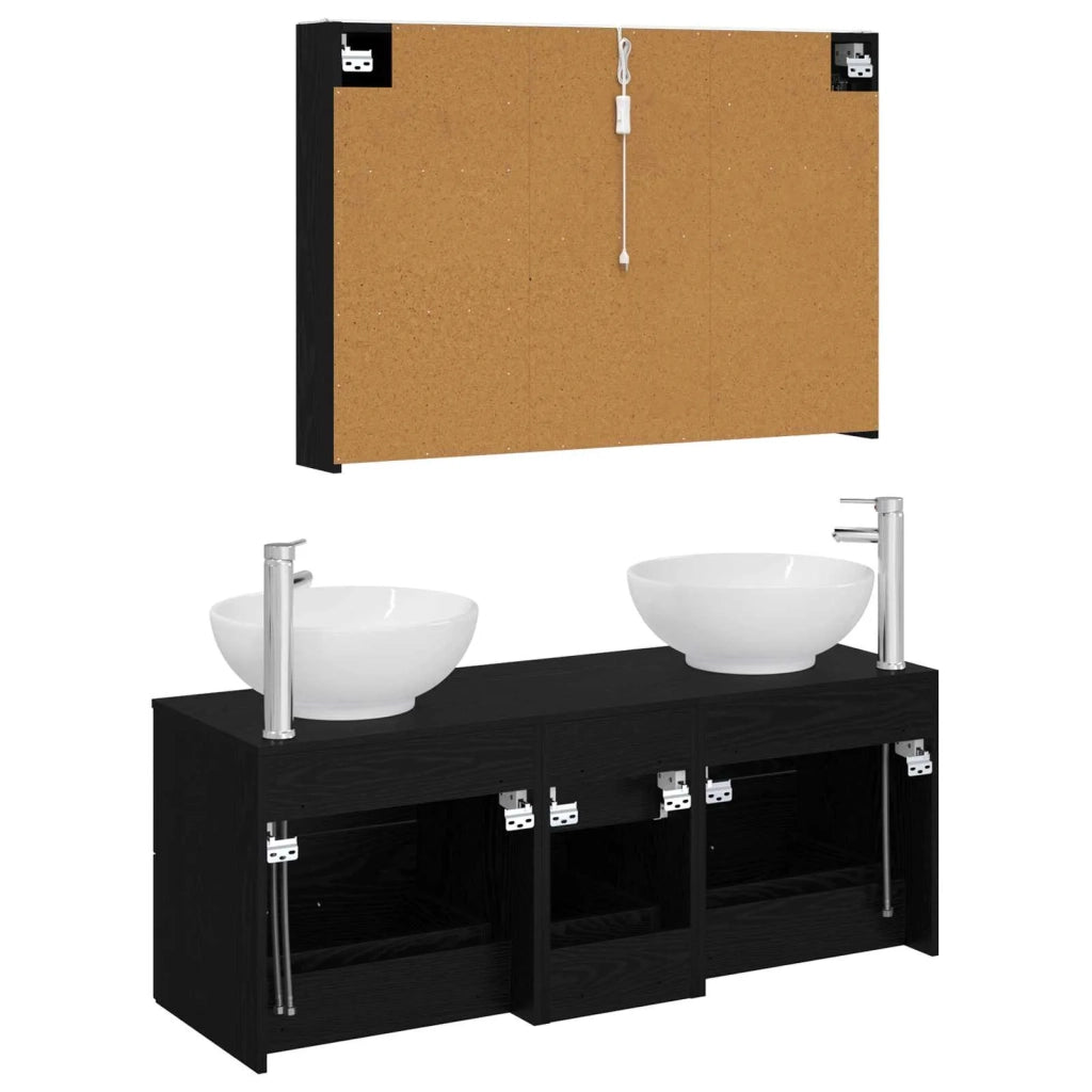 Set di mobili per il bagno 4 pcs Rovere Nero 3406984