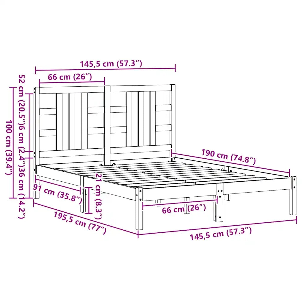 Giroletto Nero in Legno Massello 140x190 cm 3105389
