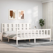 Giroletto con Testiera-Struttura Letto con testiera Bianco 180x200 cm in Legno Massello