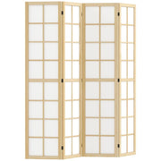 PARAVENTO DA INTERNO A 4 PANNELLI PIEGHEVOLE IN LEGNO E TESSUTO, 160X170 CM, COLORE LEGNO E BIANCO