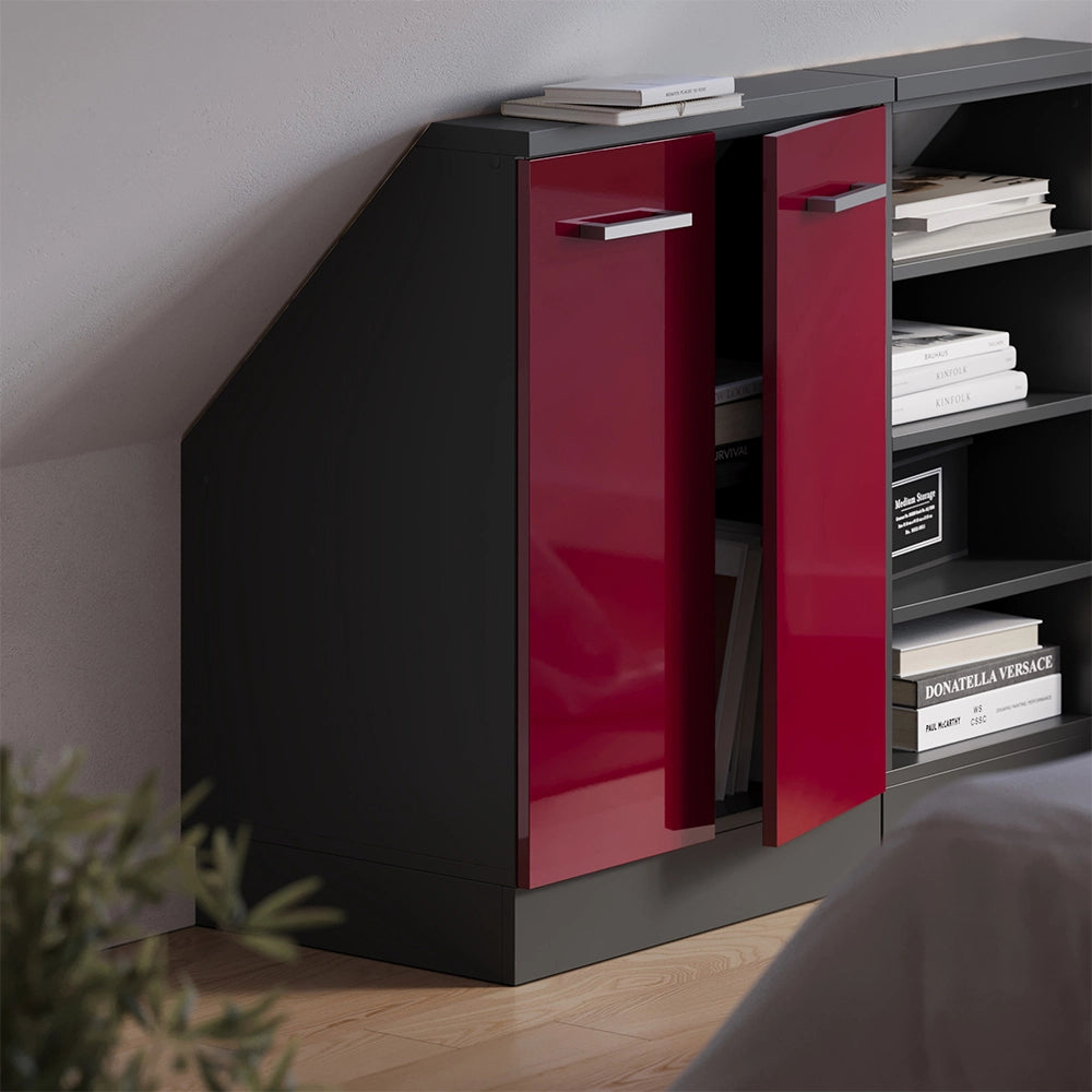 Mobile sottotetto Rion Rosso lucido/Antracite con 2 porte Vicco