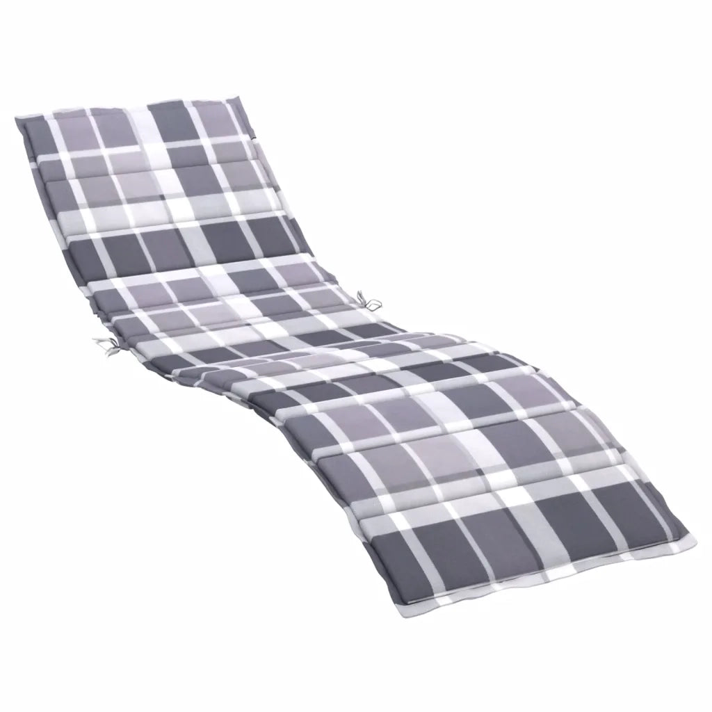 Cuscino per Lettino a Quadri Grigi 200x60x3 cm Tessuto Oxford 314217