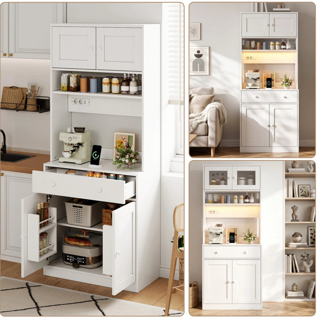 Mobile alto da cucina 72x40x180 cm con LED RGB e prese