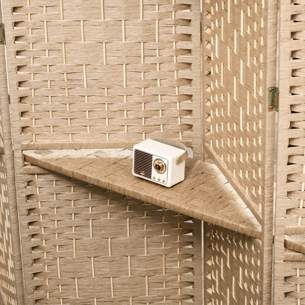 Paravento a 4 Ante Pieghevole con Mensole 160x170 cm Legno di Pino