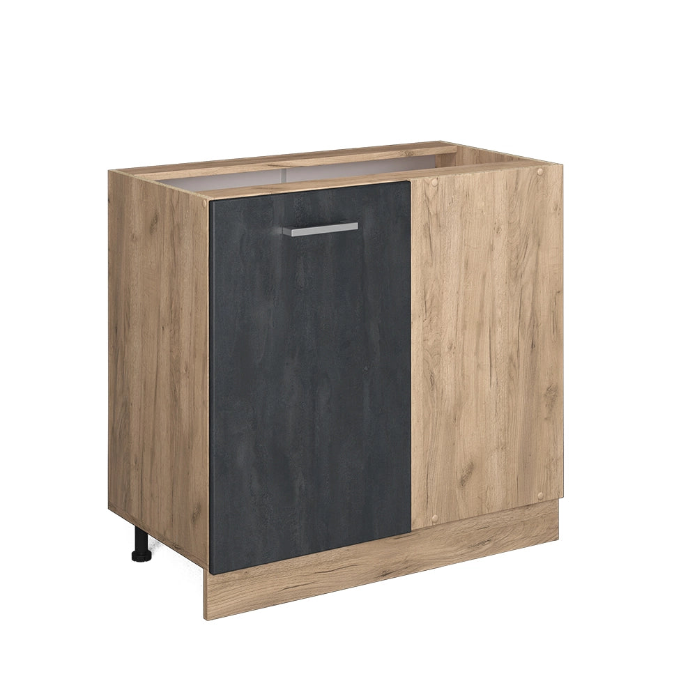 Mobile ad angolo cucina R-Line Calce nera/Rovere dorato 86 cm senza piano di lavoro Vicco