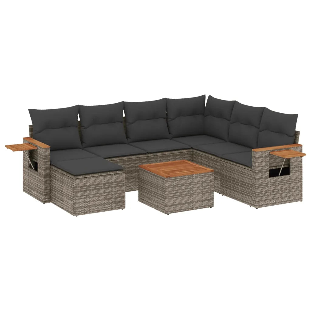 Set Divano da Giardino 8 pz con Cuscini Grigio in Polyrattan 3259456