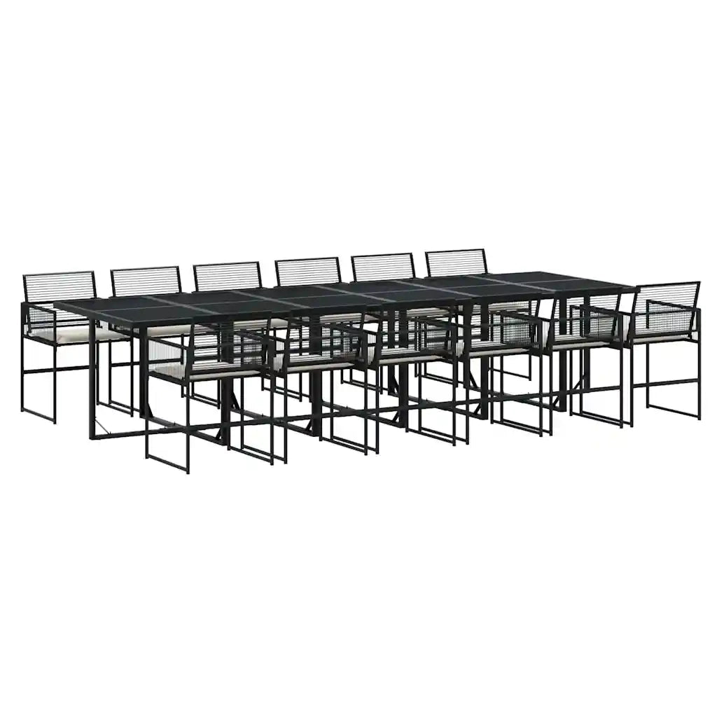 vidaXL Set da Pranzo da Giardino 13pz con Cuscini Nero in Polyrattan