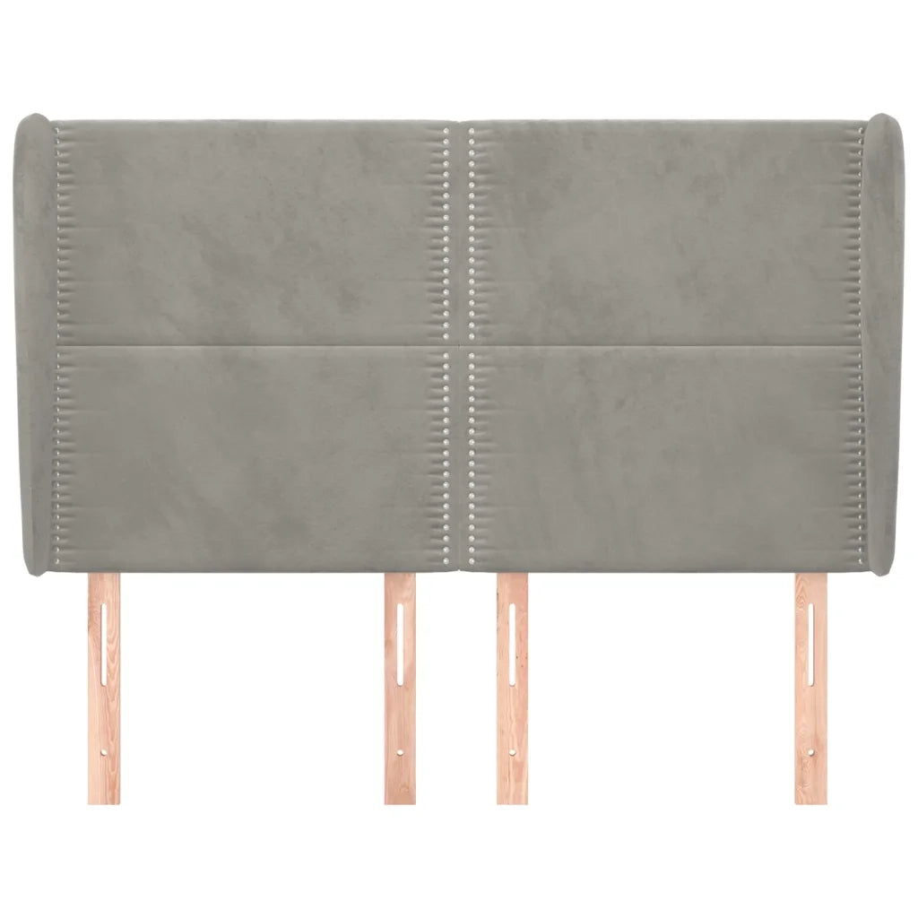 Testiera ad Orecchio Grigio Chiaro 147x23x118/128 cm in Velluto