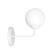 Applique Moderna 1 Luce Nezha In Acciaio Bianco E Sfera In Vetro Opale