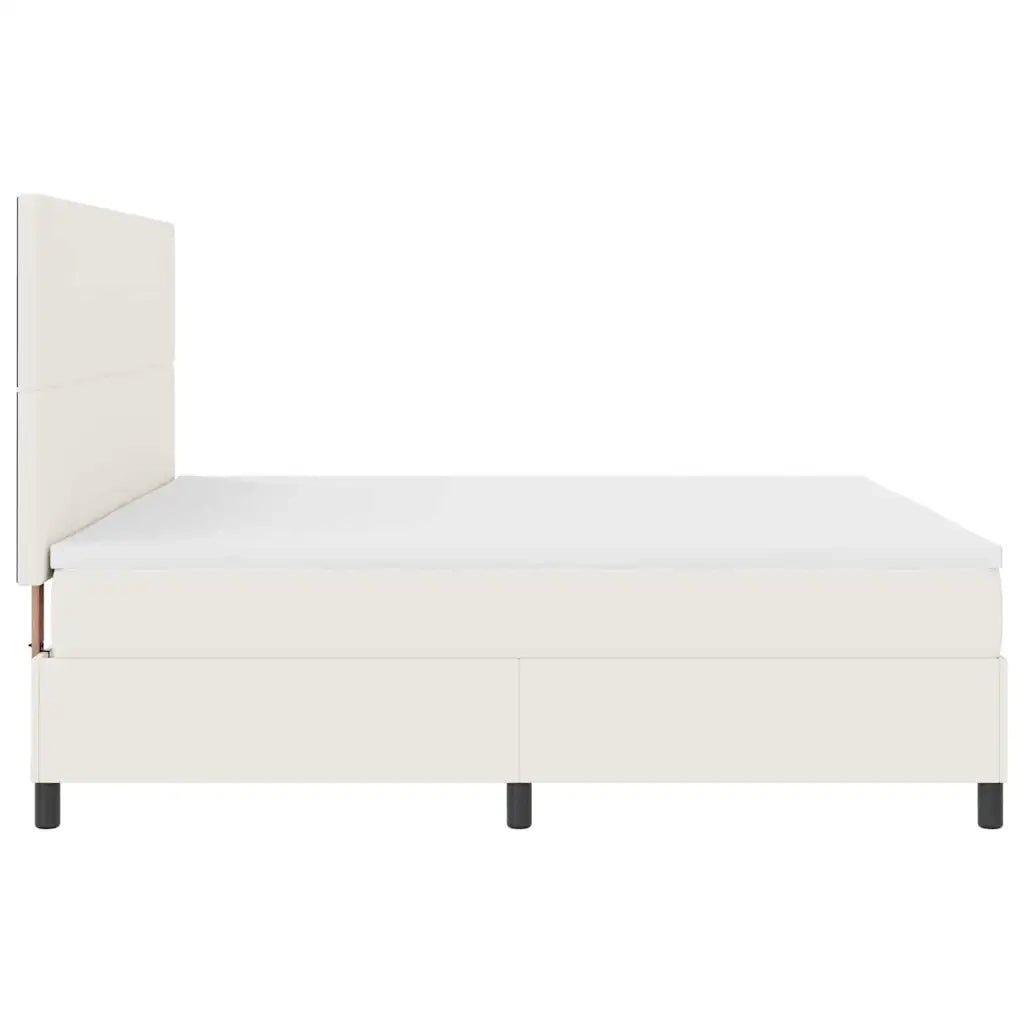 Letto a molle Crema e Bianco 200 x 200 cm Tessuto in Cords 3337573