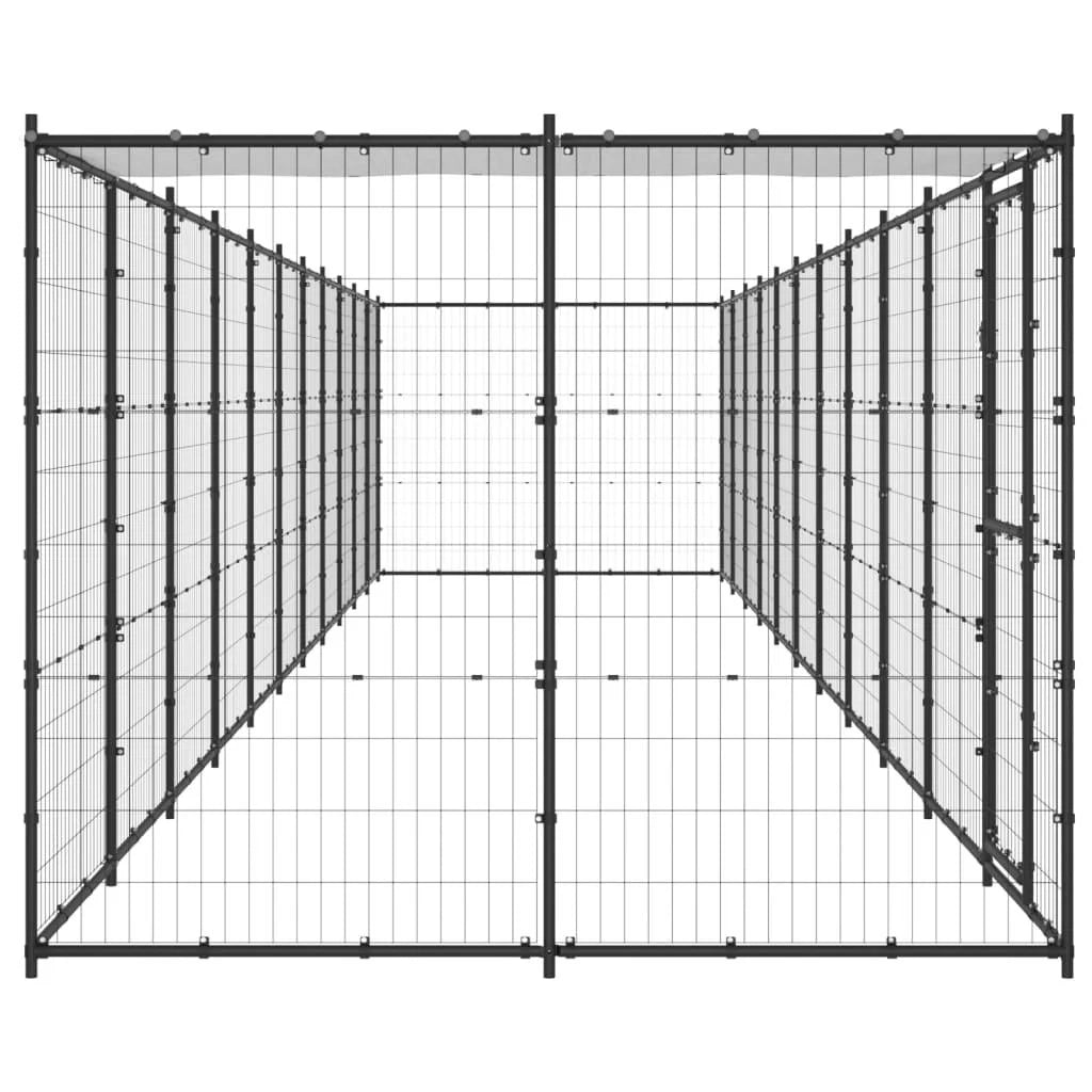 Recinto per animali da esterno per cani in acciaio con tetto 26,62 m² 02_0000399