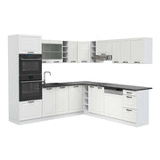 Cucina angolare completa R-Line Bianco rustico/Bianco 247 x 237 cm, PL Antracite Vicco