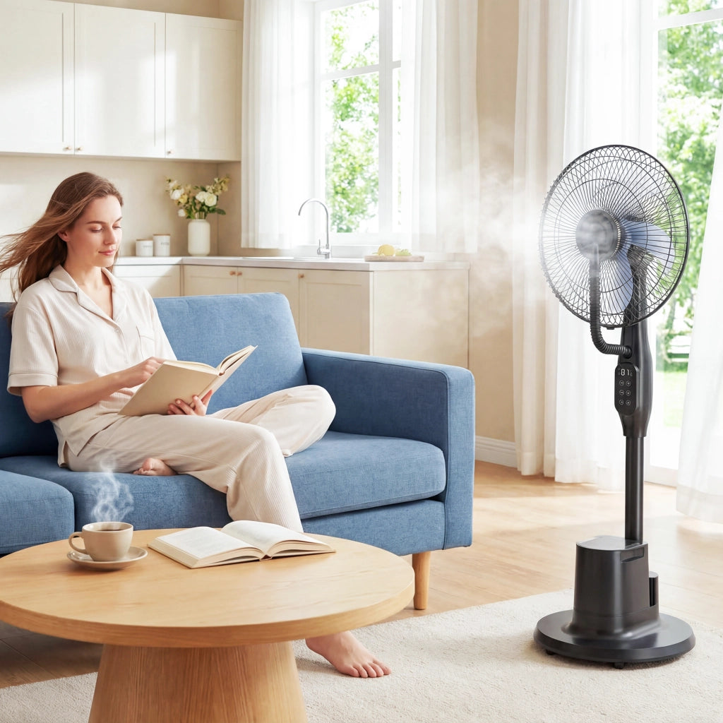 Ventilatore a colonna con nebulizzatore ¨C zephmum ¨C Nero, 70¡ã oscillazione, 3 velocit¨¤, 3,5L