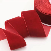 Linto di velluto 9 m x 3,8 cm - bordo singolo, decorazione natalizia, Esclusivo per Natale (rosso)