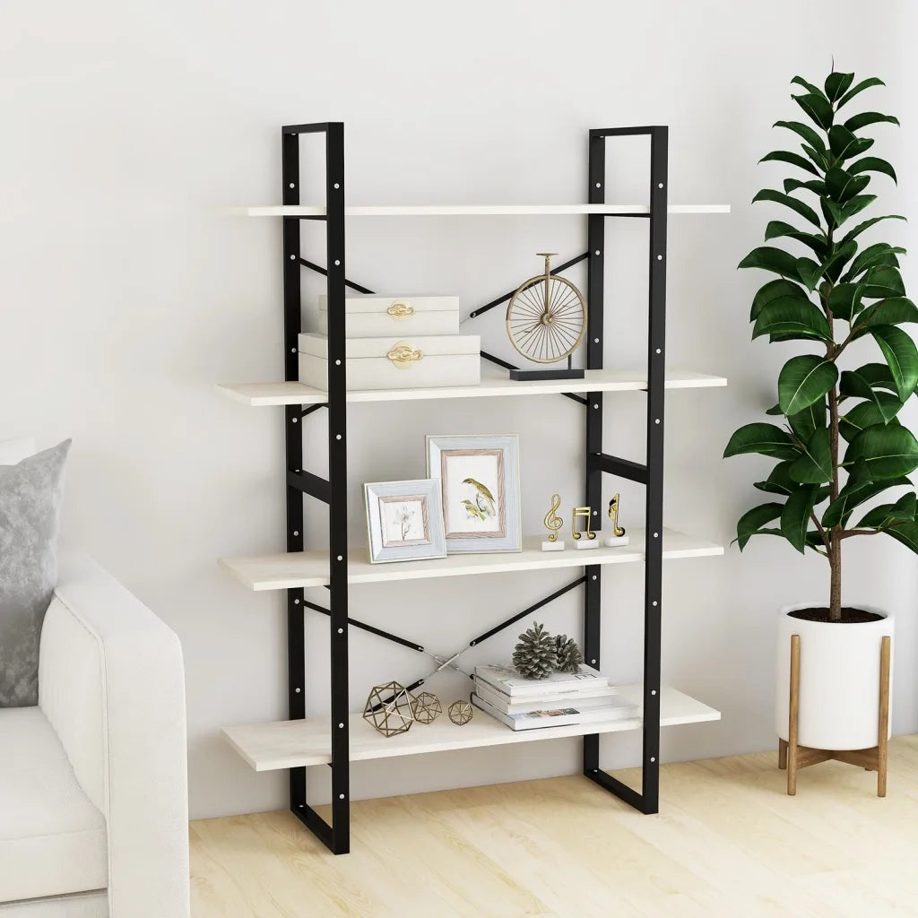 Libreria a 4 Ripiani Bianca 100x30x140 cm in Massello di Pino 806483
