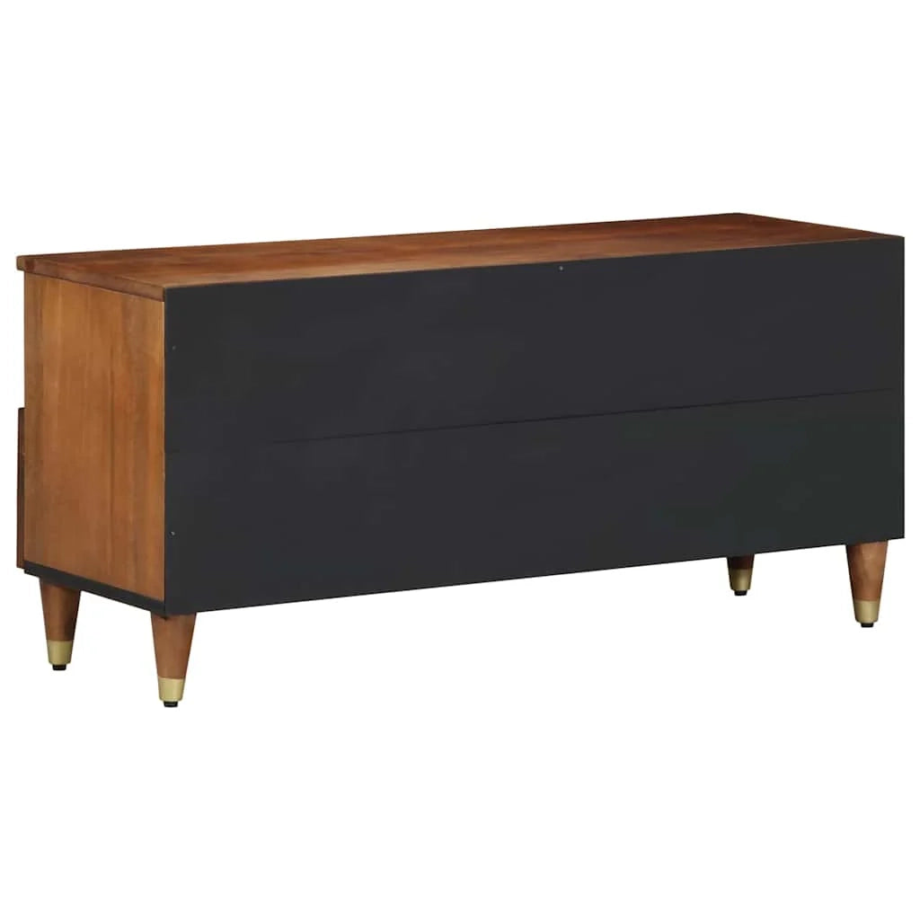 Mobile porta TV moderno con pratico contenitore 100 x 33 x 46 cm in legno massello di mango marrone miele 02_0057877