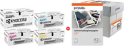 ORIGINAL Kyocera Value Pack nero / ciano / magenta / giallo / Bianco TK-5440 MCVP + Prindo Universal Papier 2500 Blatt ~10000 Seiten