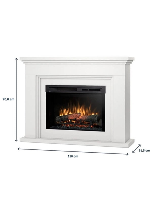 ARDILA - Camino Elettrico Riscaldante Da Pavimento Autoportante a LED - 26" - Cashmere - 118 x 90,8 x 31,5