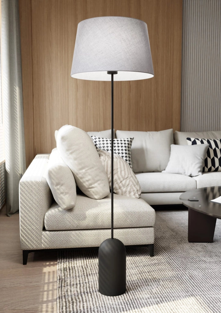 Lampada da terra Pearl con paralume nero/grigio E27 15W Emibig