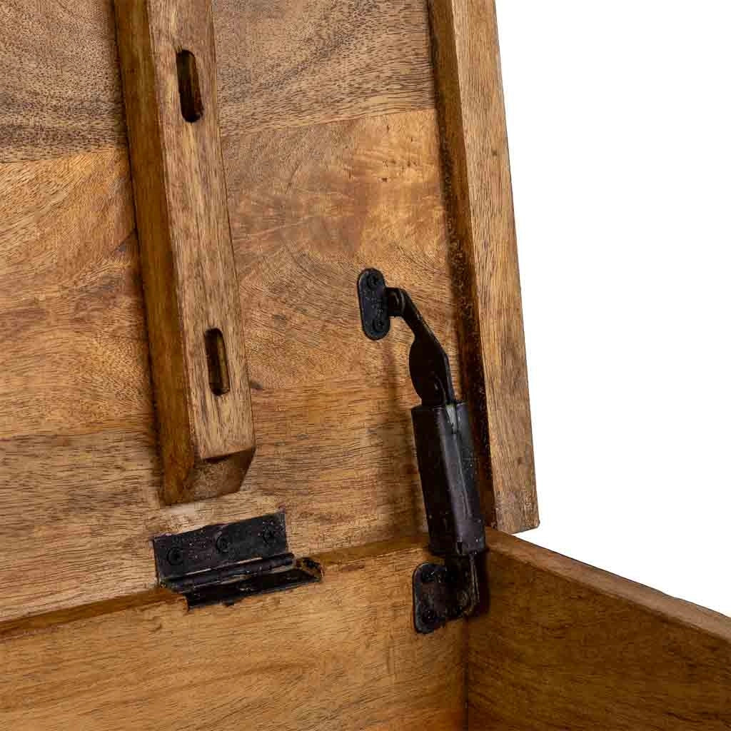 Baule in legno fatto a mano, bianco e blu, 150x45x46h cm