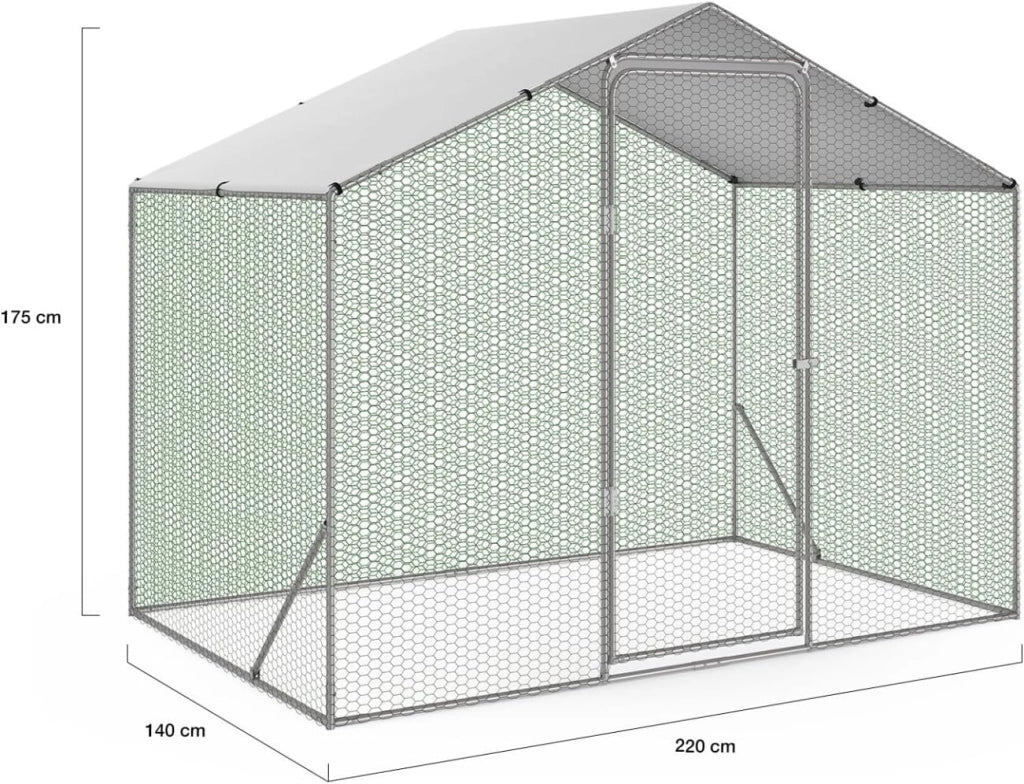 Box per polli di 3 m². Parco con recinto di 2,20x1,4 m. Acciaio galvanizzato