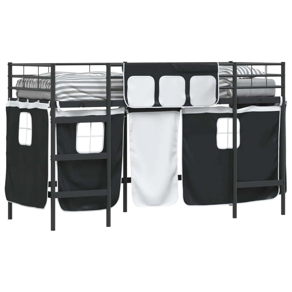 Struttura del Letto Loft per Bambini con Tendine Nero 42020787