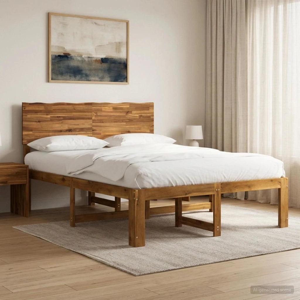 Letto matrimoniale con testiera ROSTOCK Naturale 137 x 190 cm 3405500