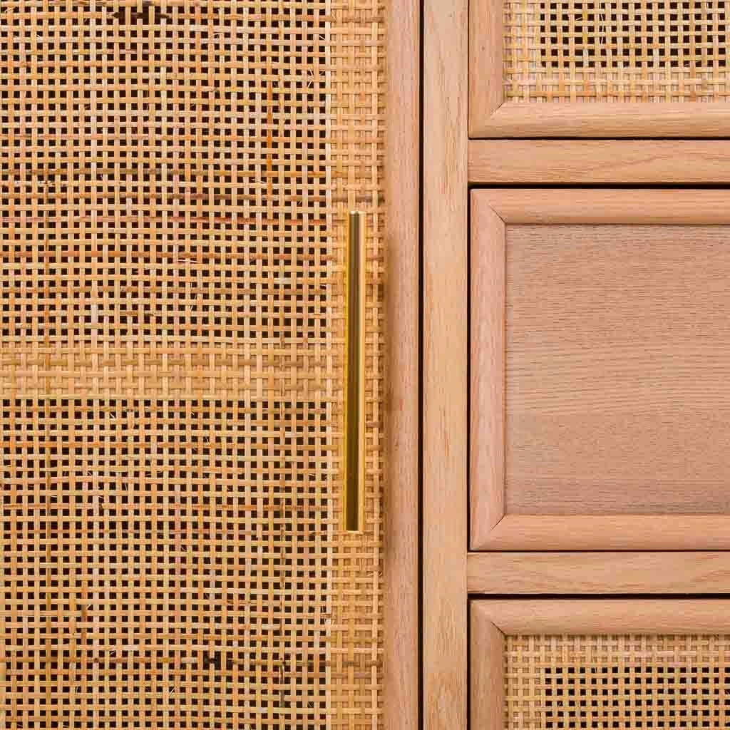 Credenza in MDF e griglia, marrone, 120x40,5x81 cm