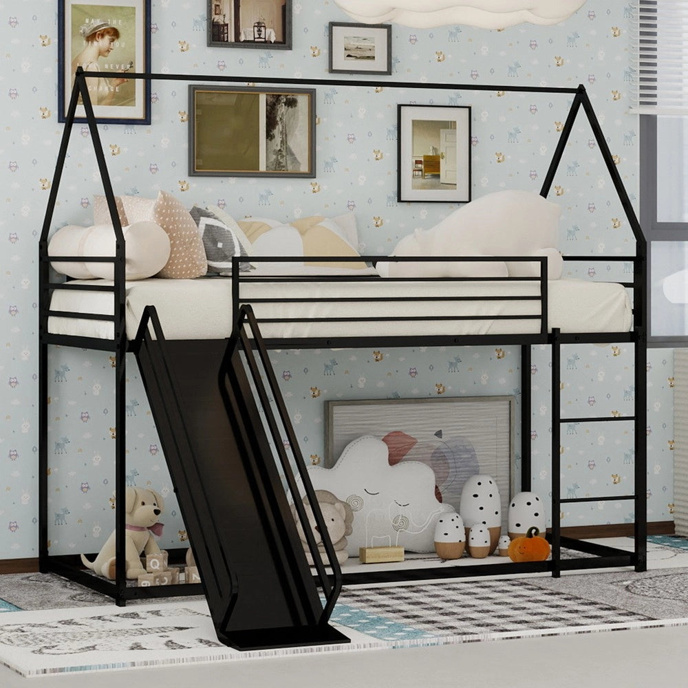 Letto a Castello Twin su Twin con Scivolo ¨C MINIMAL ¨C Struttura in Legno con Scala