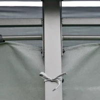 Gazebo Padiglione da Giardino in Stile Coloniale con Tetto Doppio e Tende Laterali, 3L x 4l x 2,8H m, Grigio