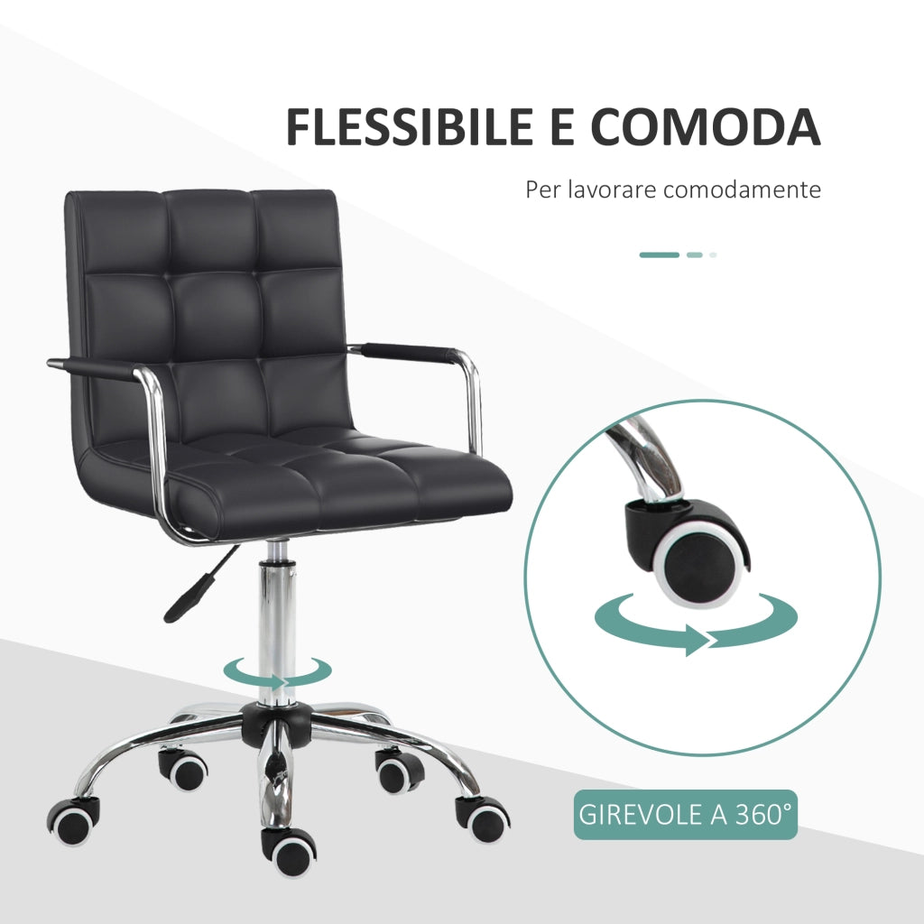 Sedia da Ufficio ¨C zephmum ¨C Pelle PU Nero 52.5x54x84-99cm