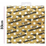 Trade Shop - Set 48pz Tovaglioli Di Carta Feste Scritta Buon Compleanno Pois Oro 33x33cm Party -