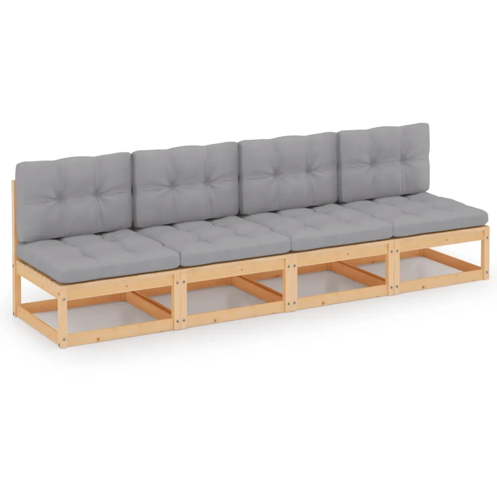 Divano da Giardino a 4 Posti con Cuscini Legno Massello di Pinocod mxl 120747