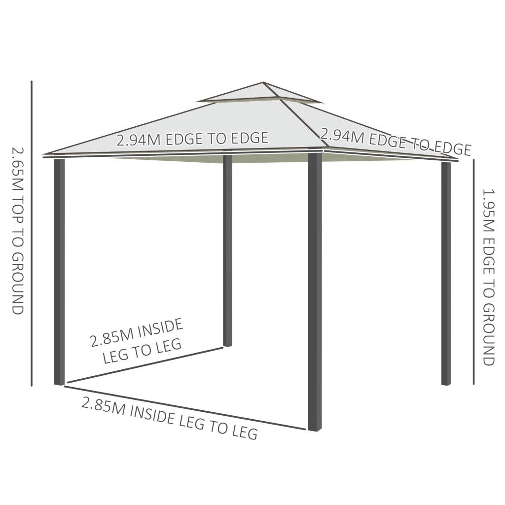 Gazebo 3x3 con Zanzariera ¨C Zephmum ¨C Struttura Metallo Copertura Poliestere Beige