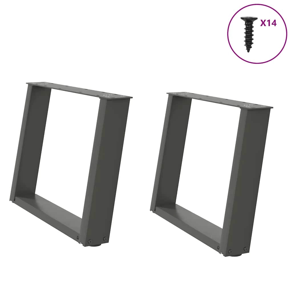 Set di 2 gambe regolabili per tavolino da caffè a forma di U 70 x 42 cm design moderno acciaio antracite 02_0057058