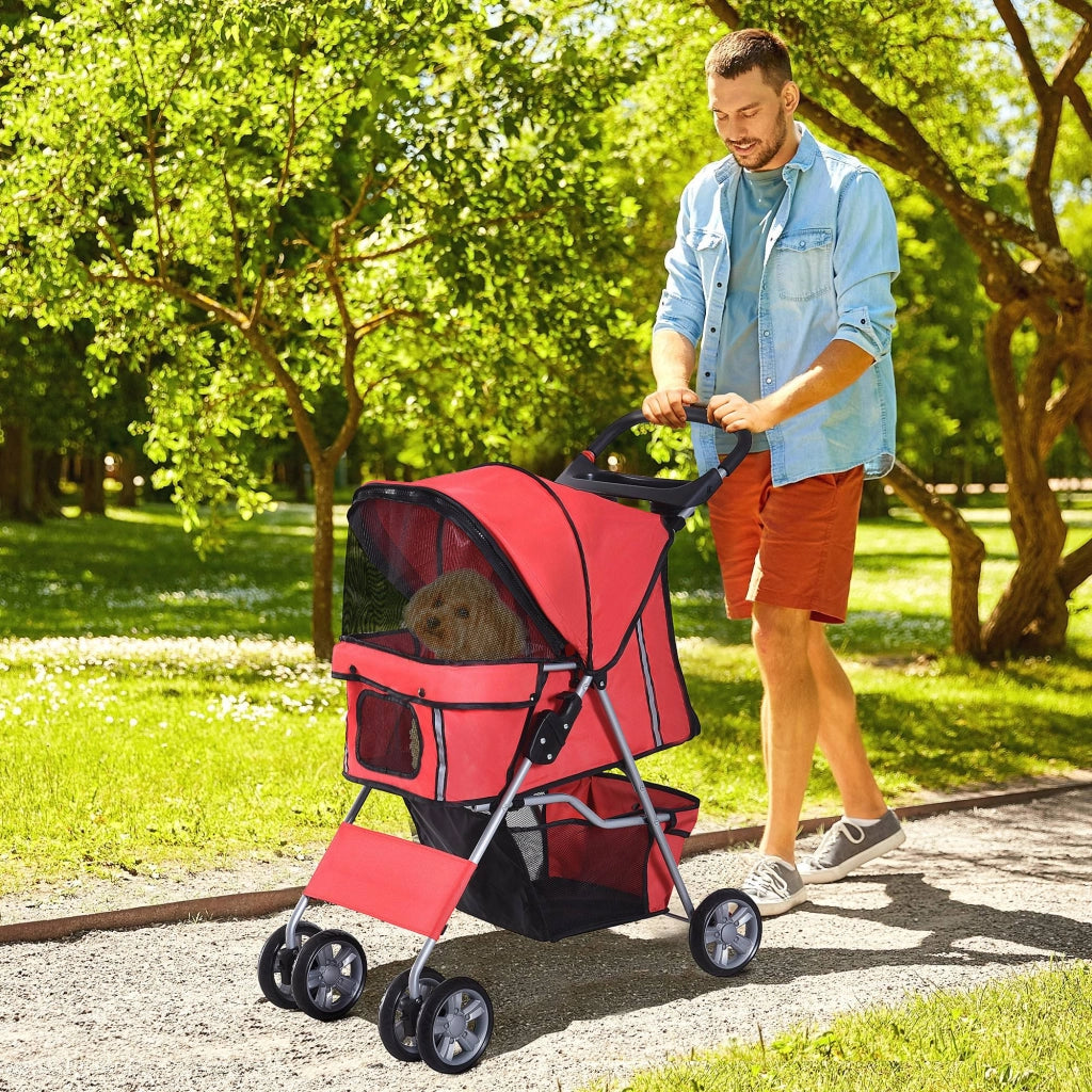 Carrello Pieghevole per Cani ¨C zephmum ¨C Rosso, 75x45x97 cm
