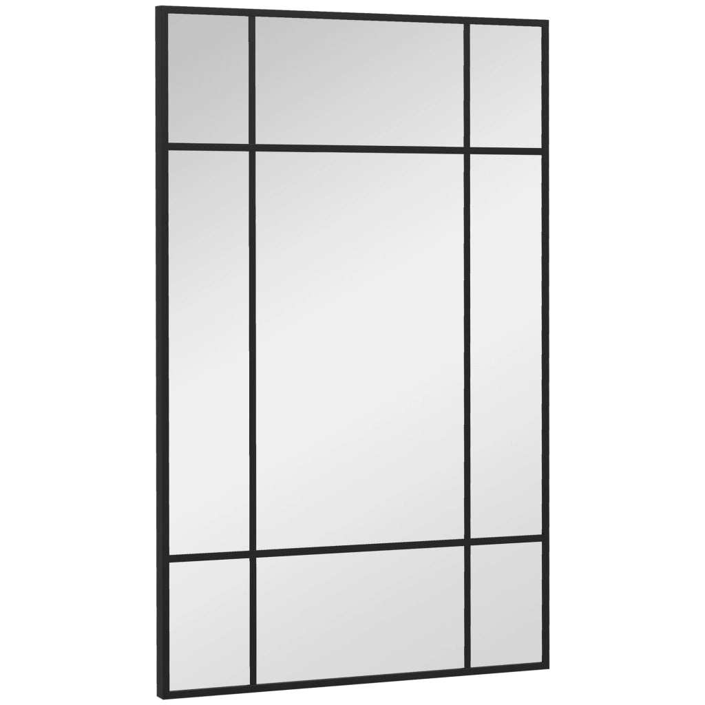 Specchio da parete stile finestra 90x60 cm nero, montaggio verticale e orizzontale per arredo casa
