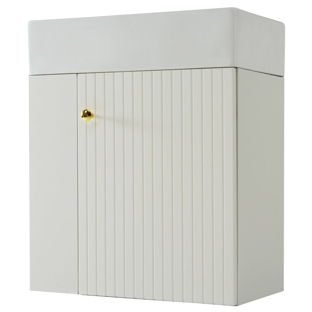 Mobile sottolavabo con lavabo e armadietto laterale in truciolare bianco 69 × 52 × 32 cm