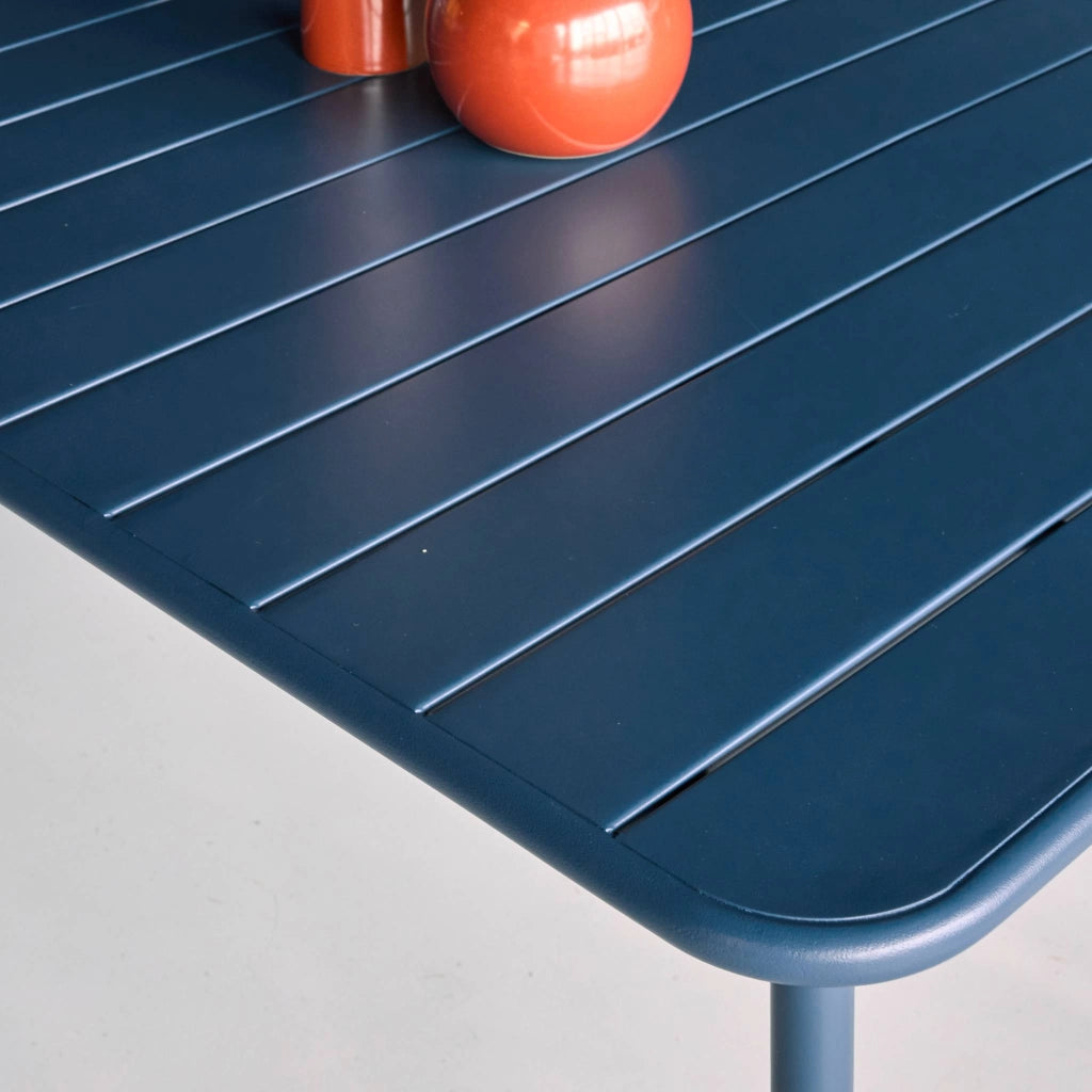 Tavolo da giardino bistrot in metallo 6-8 posti, 160cm, blu navy