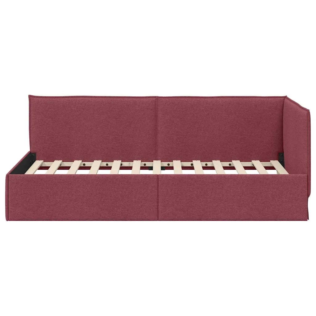Cornice del letto ad angolo Rosso Vino 90 x 190 cm Tessuto