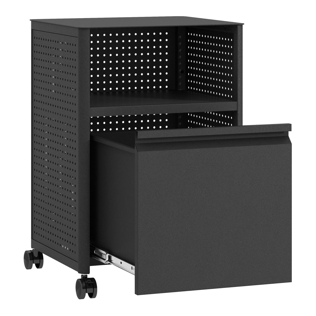 Mobile Contenitore Velvevn con Rotelle Organizzatore da Ufficio in Acciaio 54x40x36 cm - Nero [en.casa]