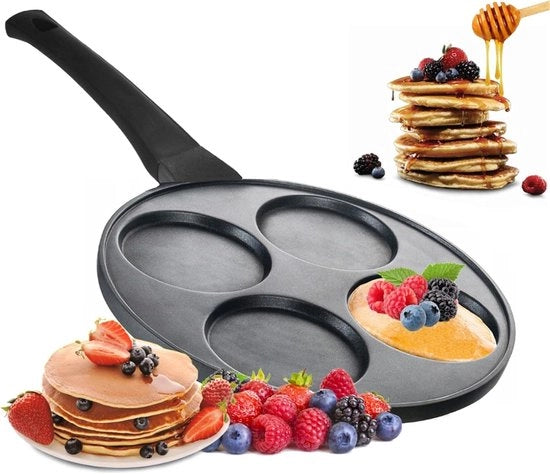 Pannetto per Frittelle con 7 Holtes – Ø26 cm – Finestra Specchiata – Induzione – Piatto in Alluminio e Ghisa Mini per Frittelle / Blinis / Uova Strapazzate / Oladji / Poffertjes