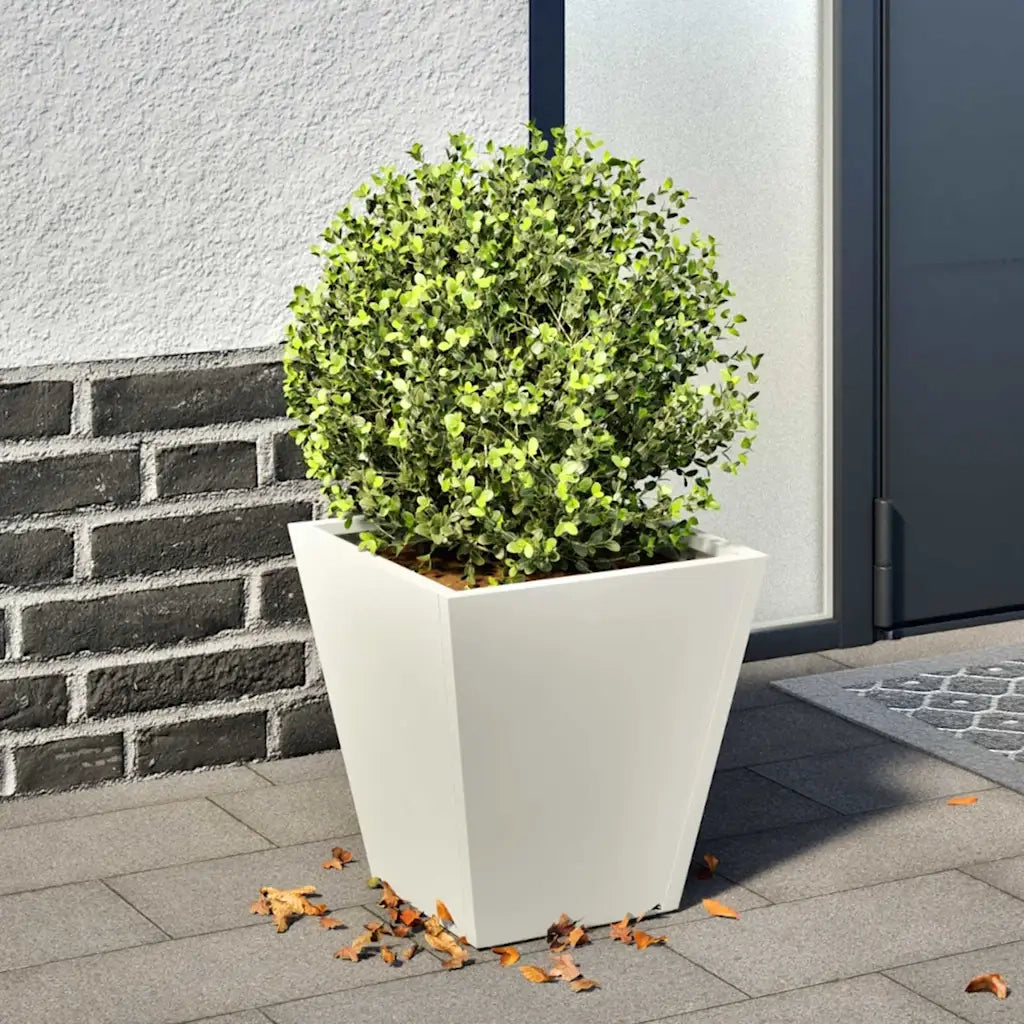 Fioriera da Giardino-Vaso da Esterno Bianca 30x30x30 cm in Acciaio 185330