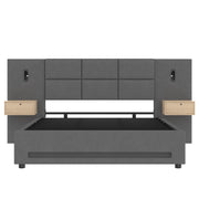 Letto Contenitore Matrimoniale 160x200 cm con cassetti; USB Tipo C; LED e velluto grigio scuro
